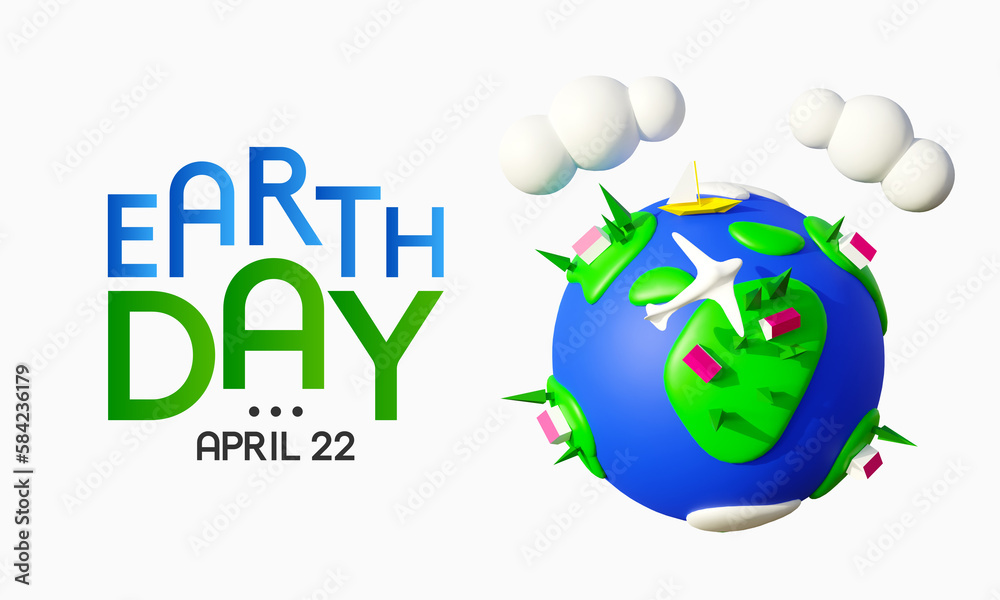 Fototapeta premium Earth day is observed every year on April 22, to demonstrate support for environmental protection. 3D Rendering