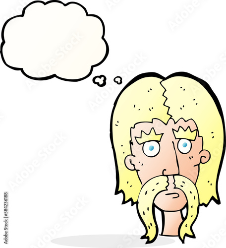 cartoon man with long mustache with thought bubble