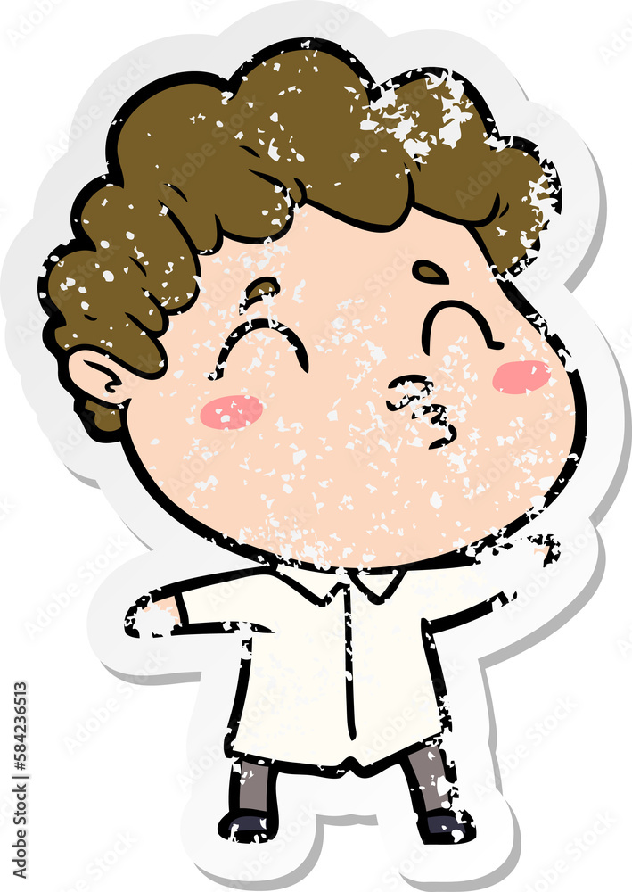Fototapeta premium distressed sticker of a cartoon man pouting