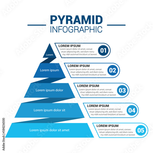 Pyramid Infographic, funnel pyramid business infographic with 4 charts. Template can be edited, recolored, editable. EPS Vector	