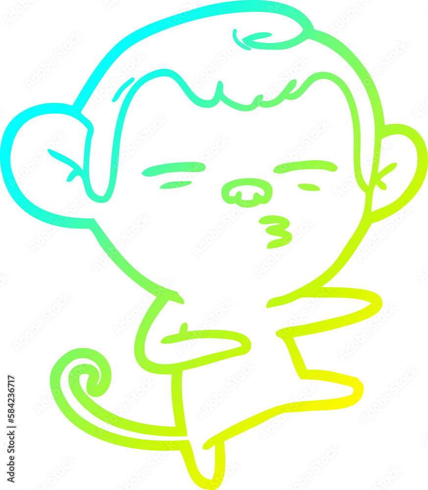 cold gradient line drawing cartoon suspicious monkey cold gradient line drawing cartoon suspicious monkey