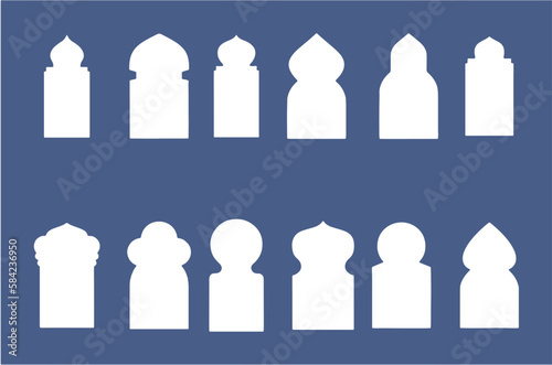 Arch Shapes of architectural types of Gothic style. Classical arches and windows. Collection of characteristic architectural windows. Editable vector, easy to change color or size. eps 10.