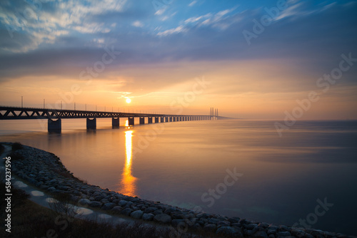Photography The Oresund Bridge is a combined motorway and railway bridge between Sweden and Denmark (Malmo and Copenhagen)