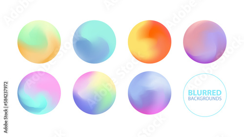 Fotografie, Obraz Blurred circle backgrounds set with modern abstract color gradient patterns