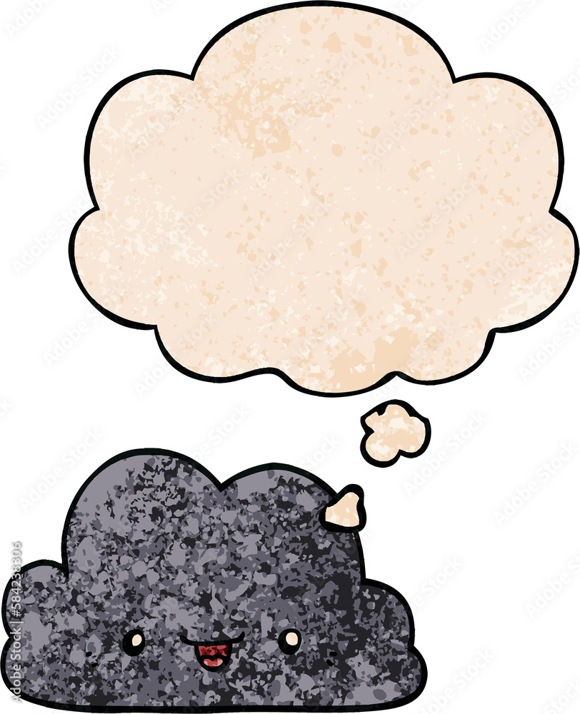 cute cartoon cloud and thought bubble in grunge texture pattern style cute cartoon cloud and thought bubble in grunge texture pattern style