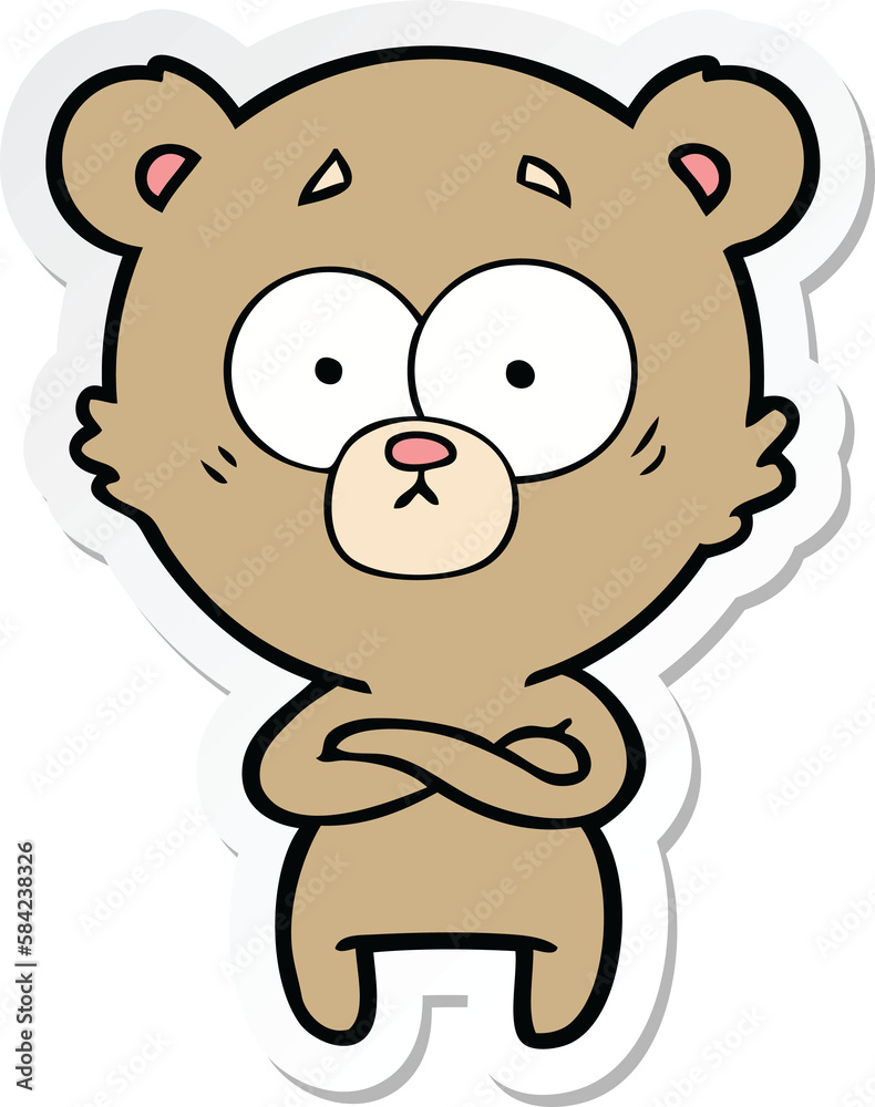 sticker of a surprised bear cartoon