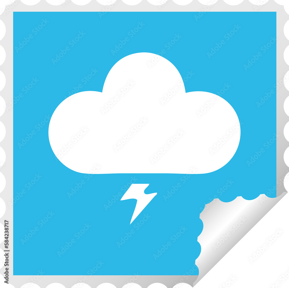 square peeling sticker cartoon thunder cloud square peeling sticker cartoon thunder cloud