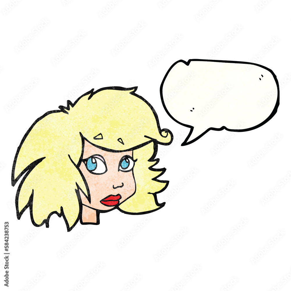 speech bubble textured cartoon female face speech bubble textured cartoon female face
