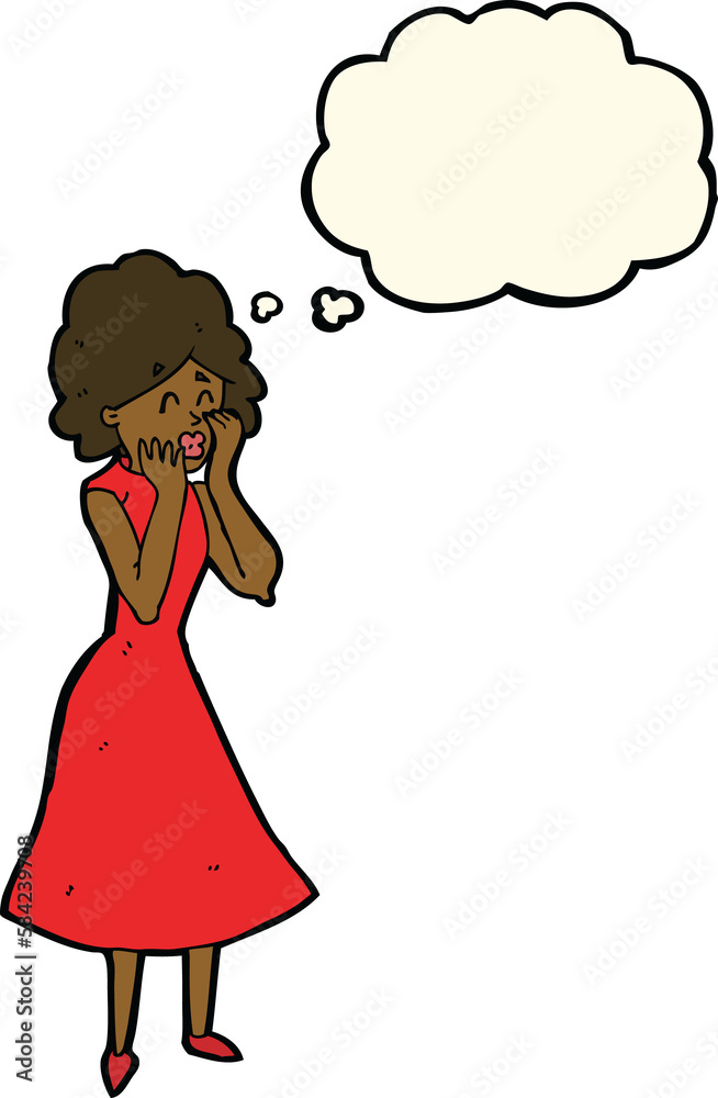 cartoon worried woman with thought bubble cartoon worried woman with thought bubble