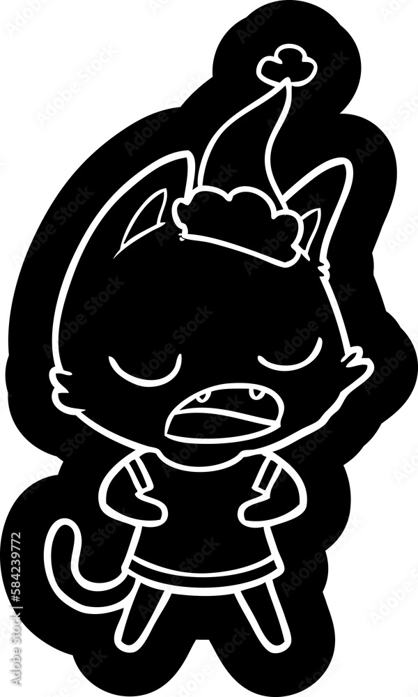 talking cat cartoon icon of a wearing santa hat talking cat cartoon icon of a wearing santa hat