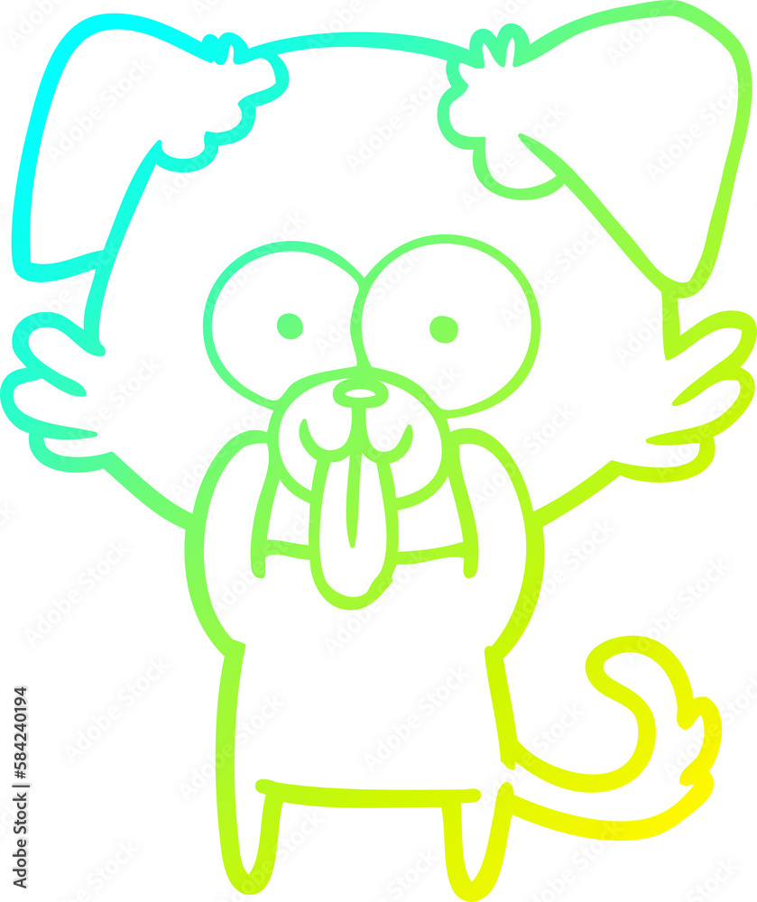 Fototapeta premium cold gradient line drawing cartoon dog with tongue sticking out