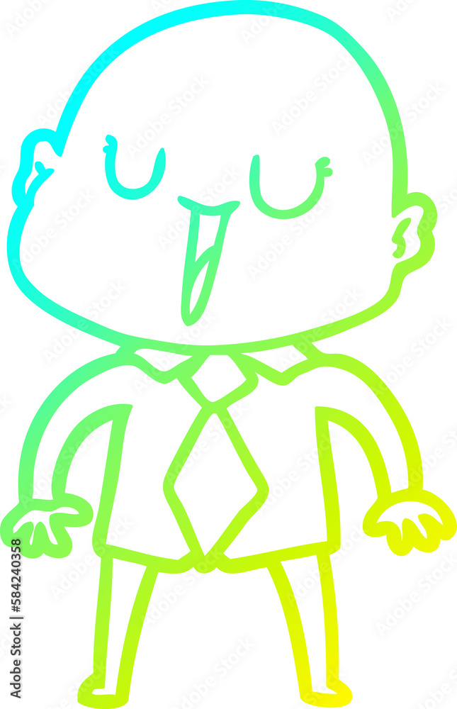 cold gradient line drawing happy cartoon bald man cold gradient line drawing happy cartoon bald man