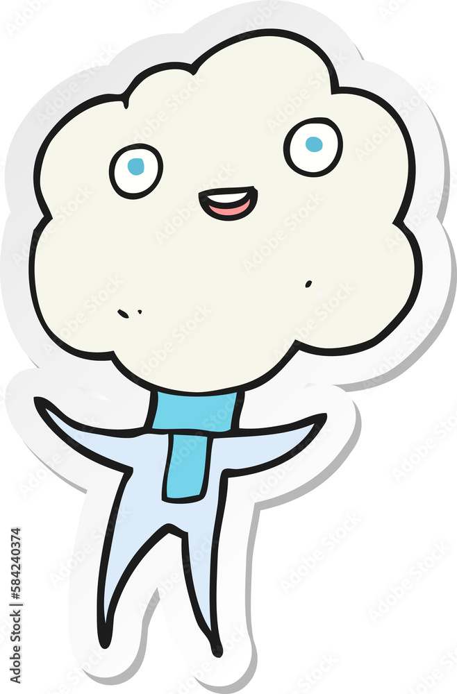 sticker of a cute cloud head creature sticker of a cute cloud head creature