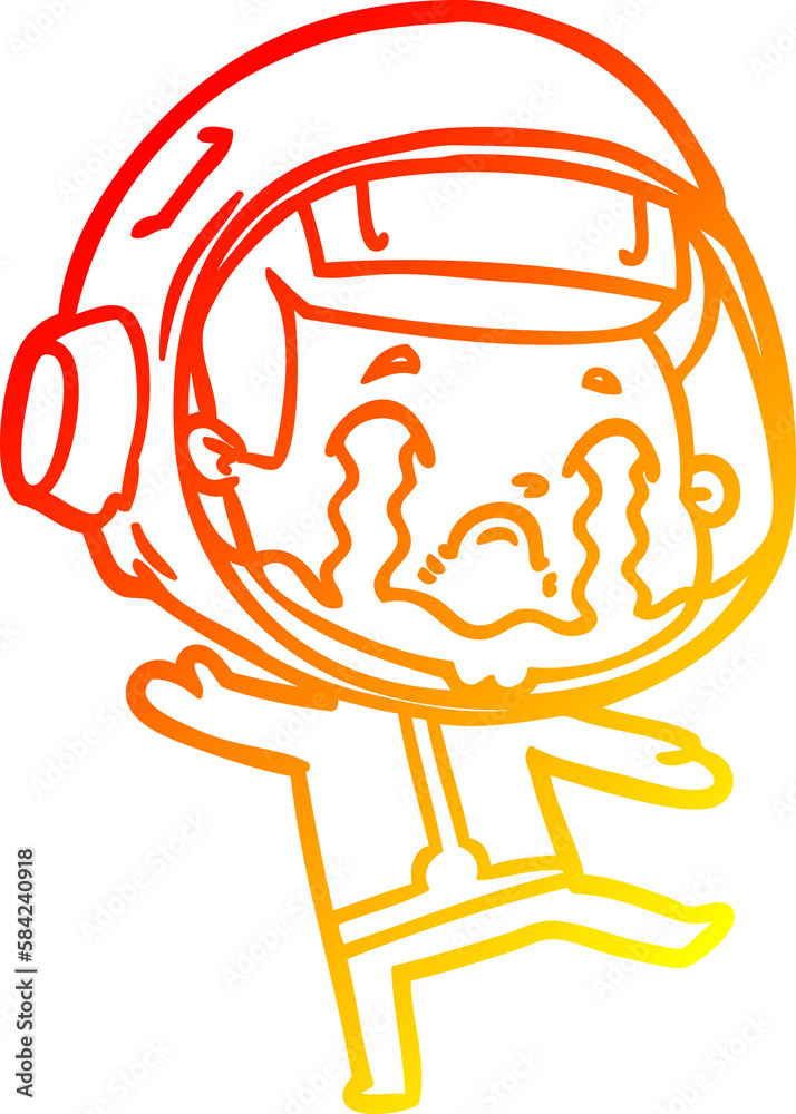 warm gradient line drawing cartoon crying astronaut warm gradient line drawing cartoon crying astronaut