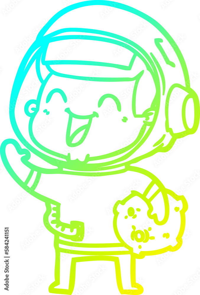 cold gradient line drawing happy cartoon astronaut cold gradient line drawing happy cartoon astronaut