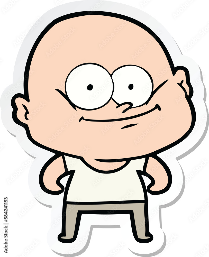 sticker of a cartoon bald man staring sticker of a cartoon bald man staring