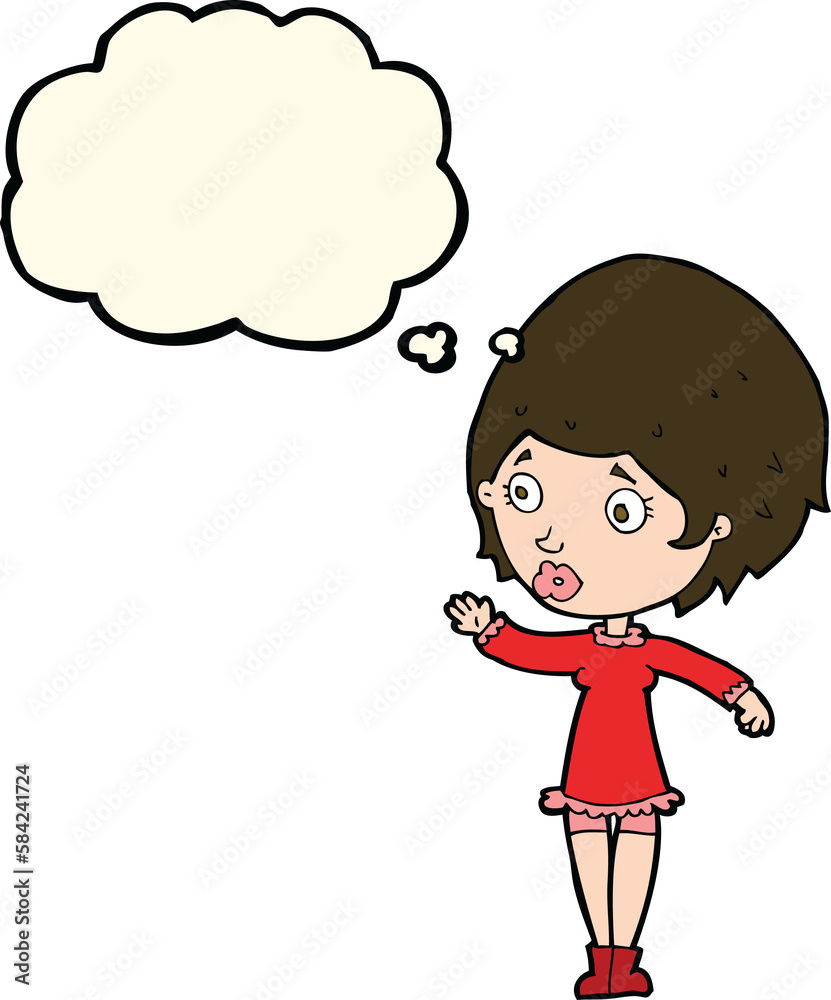 cartoon pretty woman with thought bubble cartoon pretty woman with thought bubble