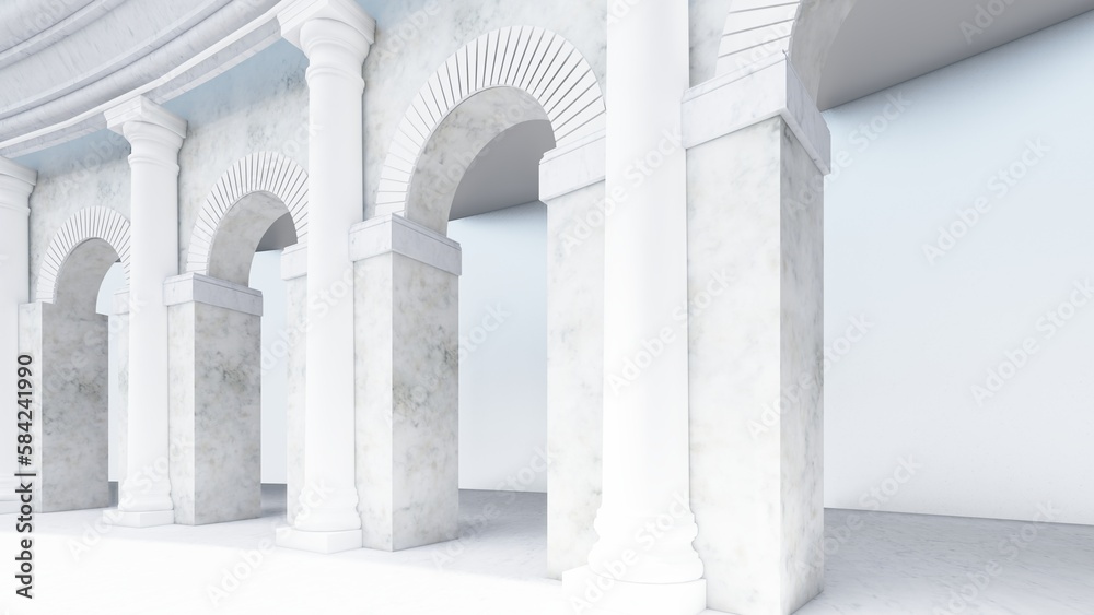 Architecture background classic building with columns 3d render