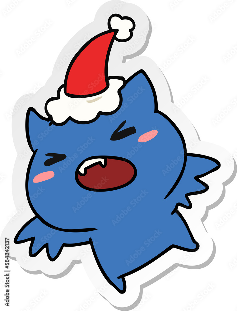 christmas sticker cartoon of kawaii bat christmas sticker cartoon of kawaii bat