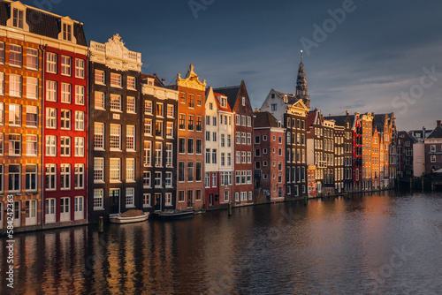 Photography Canals in Amsterdam - the capital of the Netherlands in a night scenery