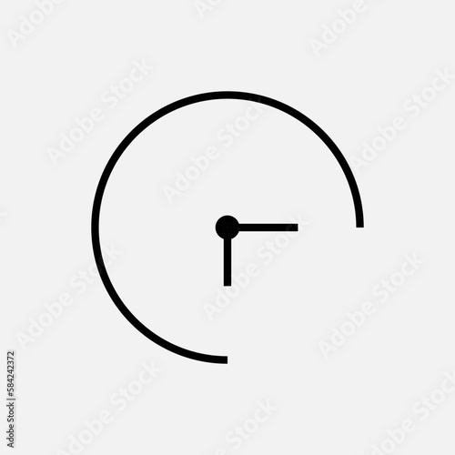 Quarter Clock Icon. Part time – Vector,  Sign and Symbol for Design, Presentation, Website or Apps Elements.  