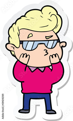 sticker of a cartoon cool guy