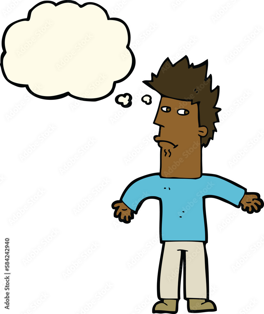 cartoon confused man with thought bubble cartoon confused man with thought bubble