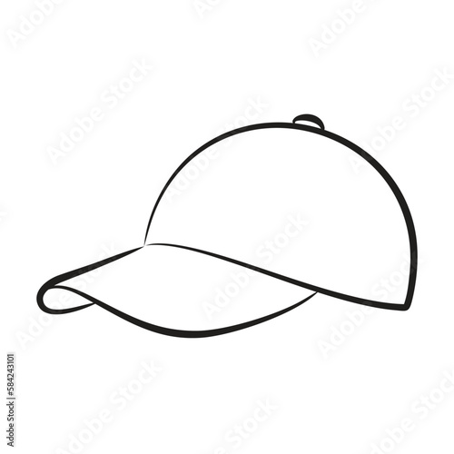 A drawing of cap and Baseball Cap Icon Base Ball Hat Design Vector Art Illustration