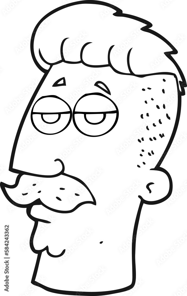 black and white cartoon man with hipster hair cut black and white cartoon man with hipster hair cut