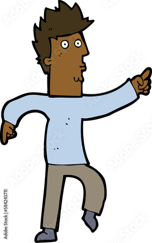 cartoon worried man pointing