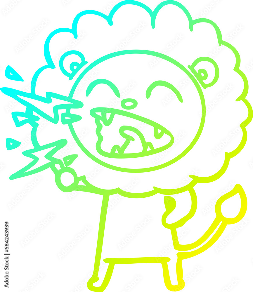 cold gradient line drawing cartoon roaring lion cold gradient line drawing cartoon roaring lion