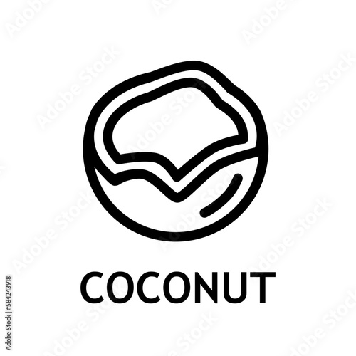 Coconut line vector icon. Nature symbol for websites, web design, mobile app. Vegetarian or vegan diet fruit
