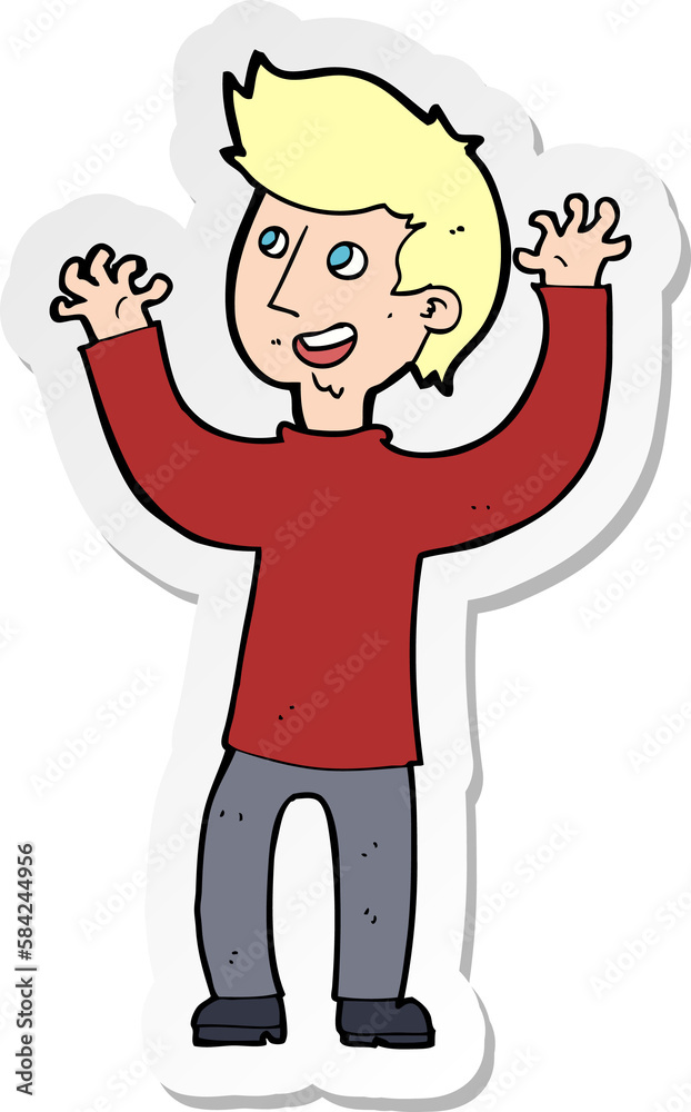 sticker of a cartoon happy man sticker of a cartoon happy man