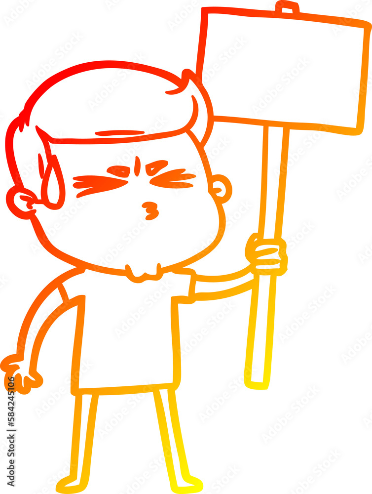 warm gradient line drawing cartoon man sweating warm gradient line drawing cartoon man sweating