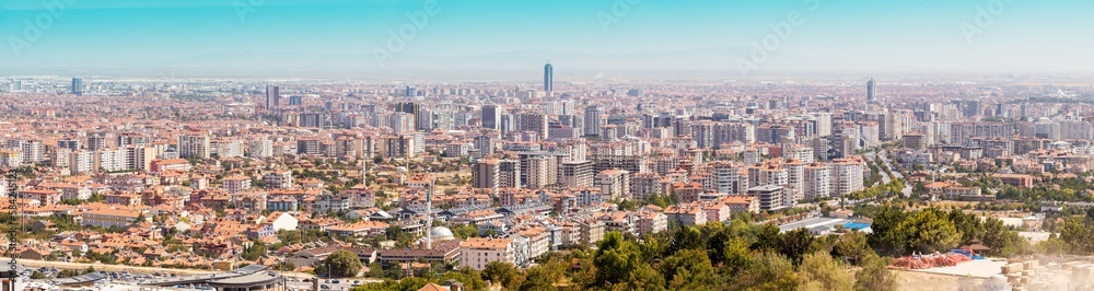 Konya city aerial skyline cityscape view from above. Turkish real estate and town life concept