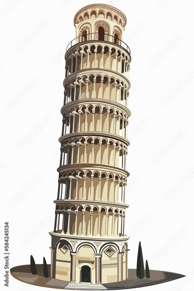 pisa tower in italy vectorial illustration