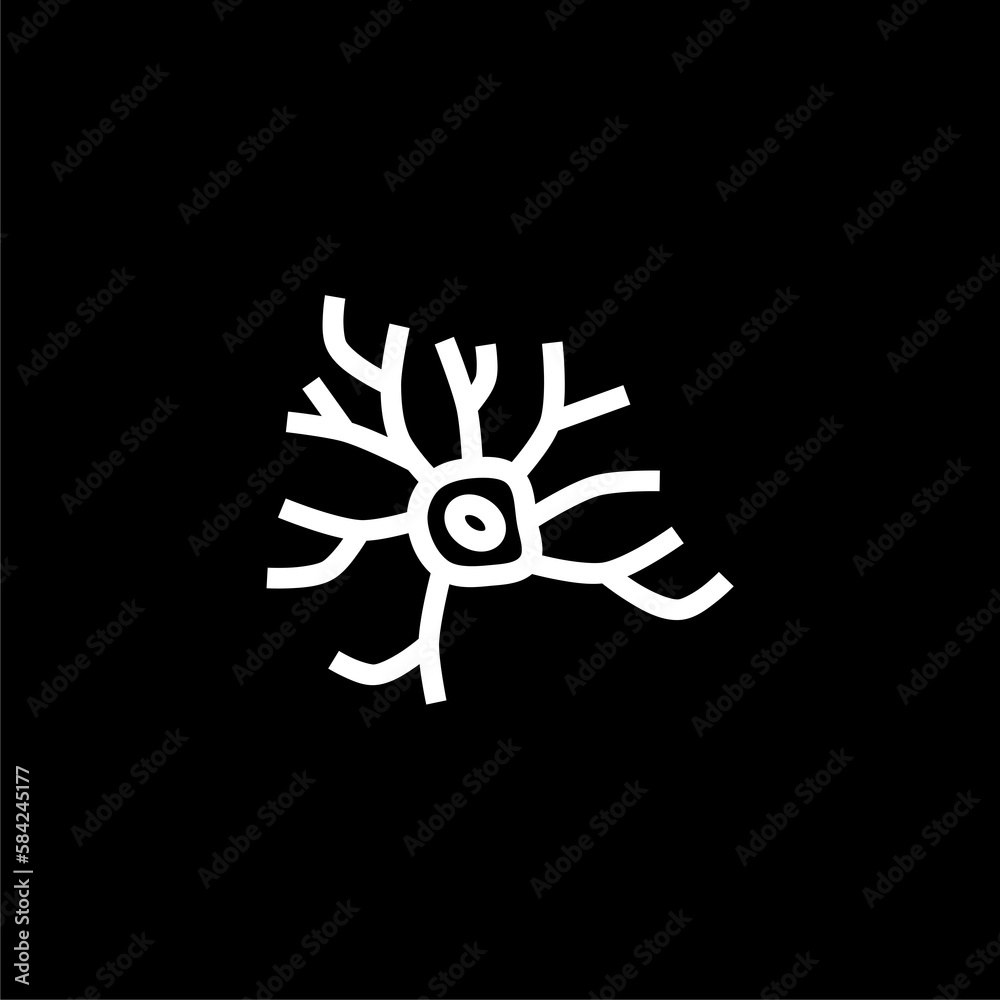 Nerve cell line outline icon isolated on isolated on black background Nerve cell line outline icon isolated on isolated on black background