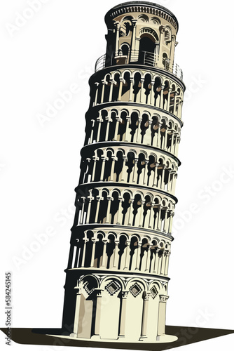 pisa tower in italy vectorial illustration