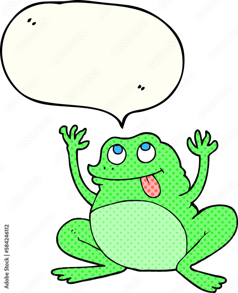 Fototapeta premium funny comic book speech bubble cartoon frog