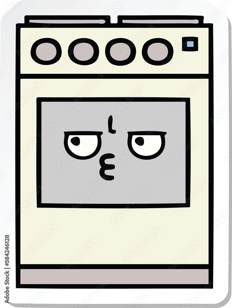 sticker of a cute cartoon kitchen oven sticker of a cute cartoon kitchen oven