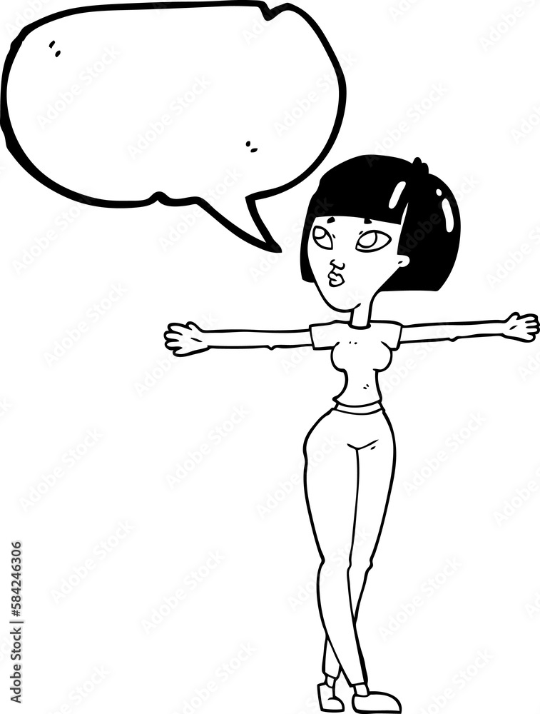 speech bubble cartoon woman spreading arms speech bubble cartoon woman spreading arms