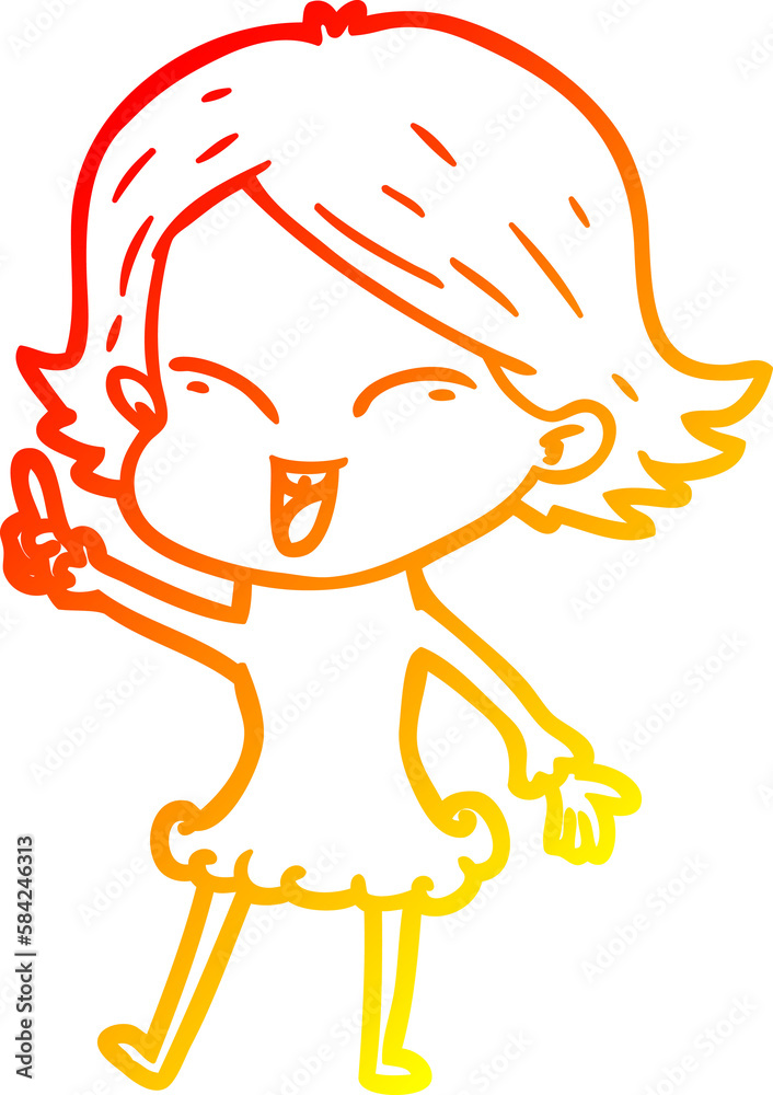 warm gradient line drawing happy cartoon girl warm gradient line drawing happy cartoon girl