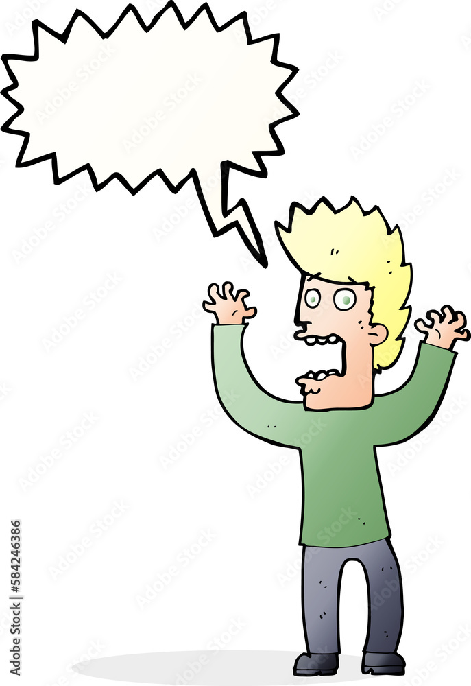 cartoon terrified man with speech bubble cartoon terrified man with speech bubble