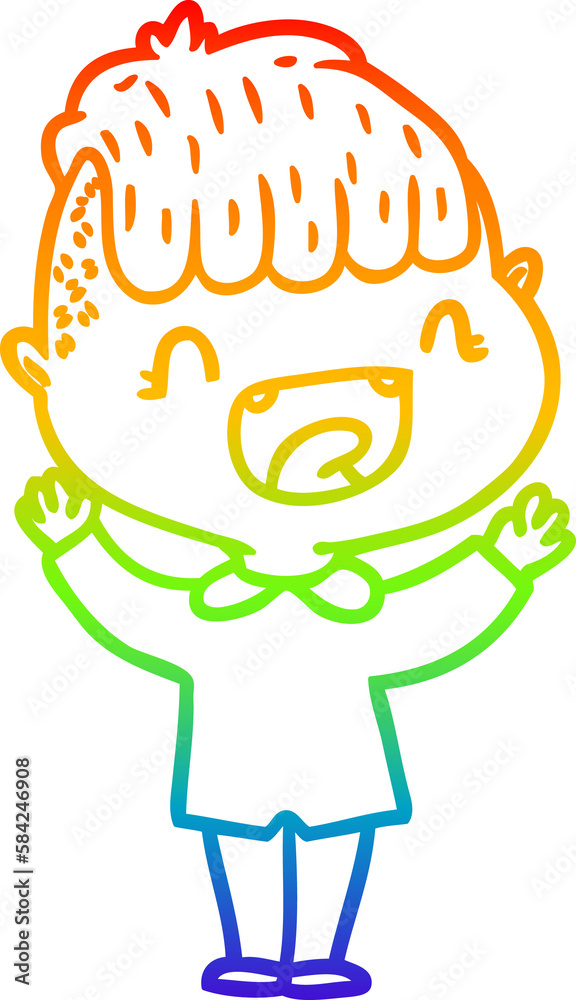 rainbow gradient line drawing cartoon happy boy laughing rainbow gradient line drawing cartoon happy boy laughing