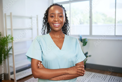 Portrait of smiling Black allied health professional - nurse, healthcare