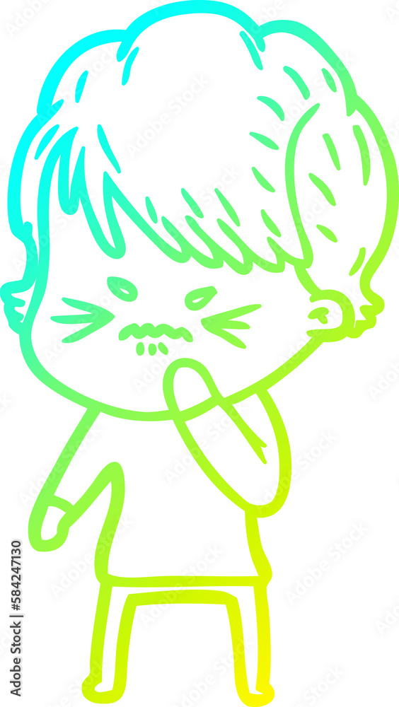 cold gradient line drawing cartoon frustrated woman cold gradient line drawing cartoon frustrated woman