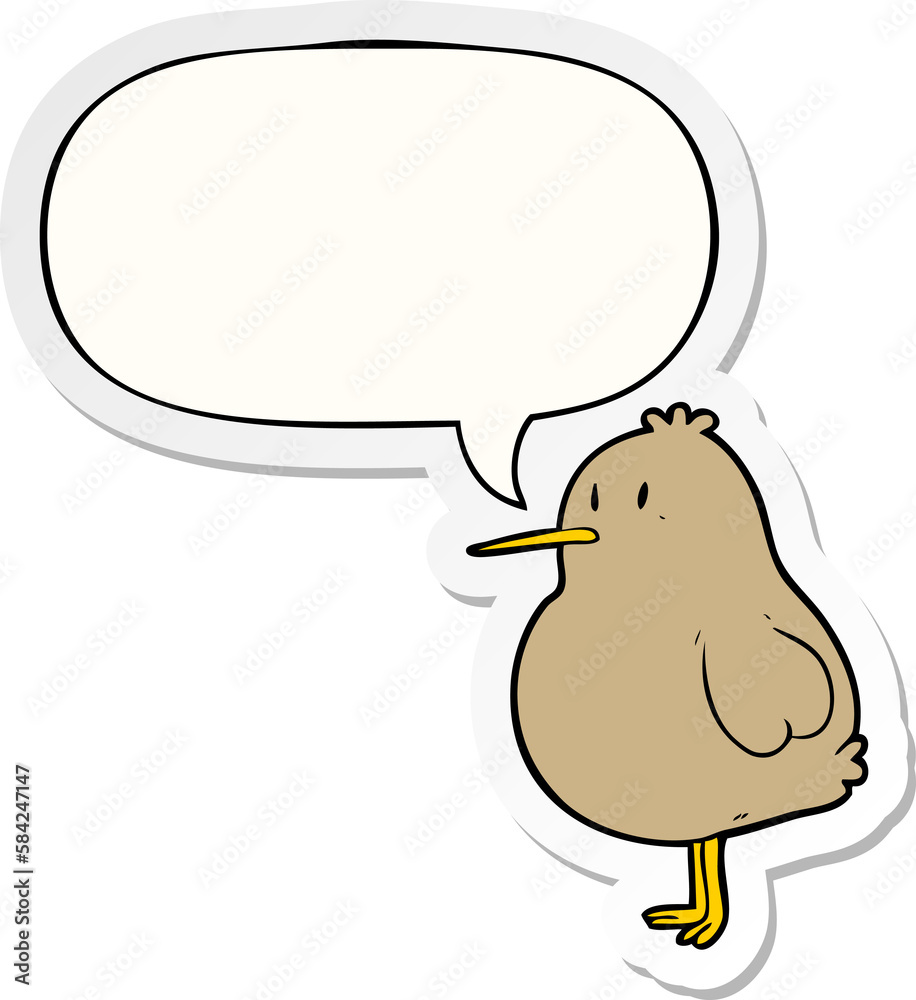 cute cartoon kiwi bird and speech bubble sticker cute cartoon kiwi bird and speech bubble sticker