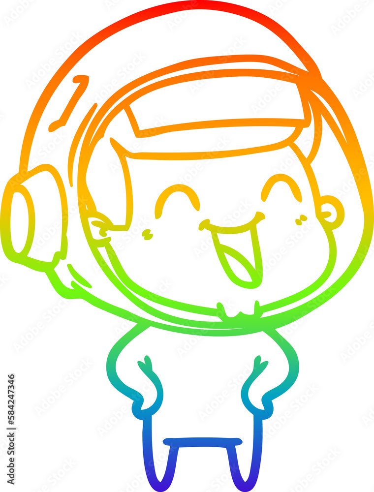 rainbow gradient line drawing happy cartoon astronaut rainbow gradient line drawing happy cartoon astronaut