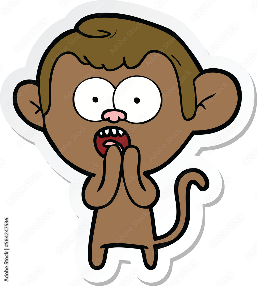 sticker of a cartoon shocked monkey sticker of a cartoon shocked monkey