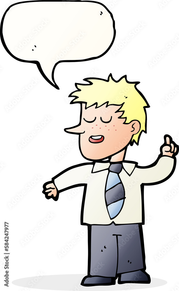 cartoon man with good idea with speech bubble